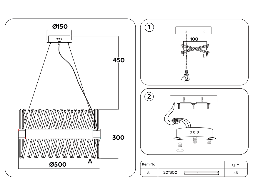 TR5309 GD/CL золото/прозрачный 100W D500*750 (Без ПДУ)